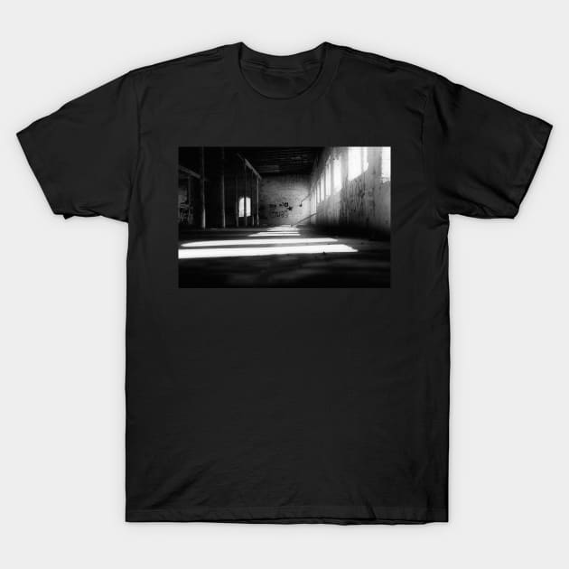 lost places, Old factory hall, black and white T-Shirt by hottehue